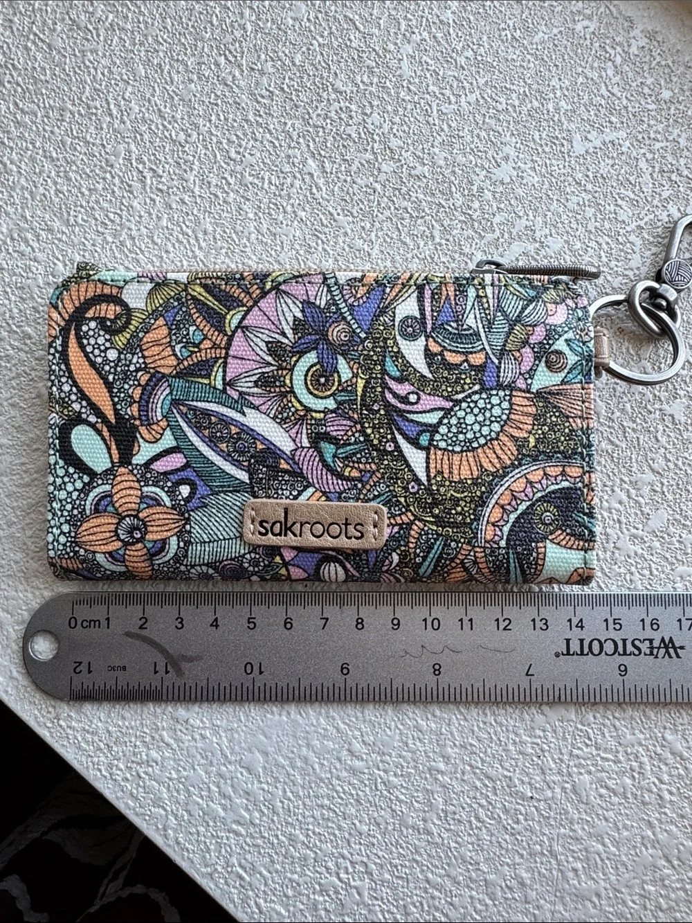 Sakroots Floral Key & Card Holder in Mint, Peach & Lavender